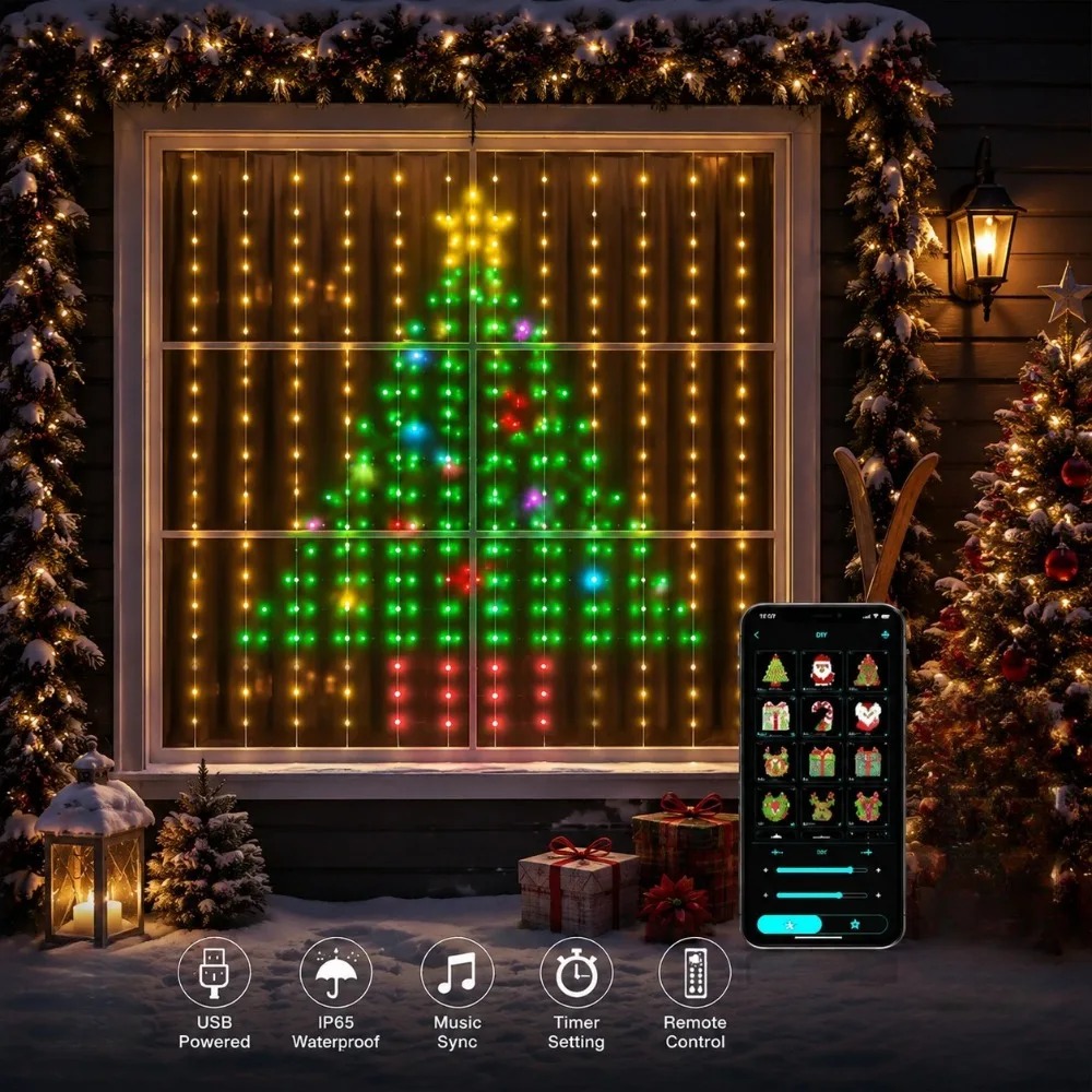 Outdoor LED Pixel Curtain Ligh - Christmas Lights Outdoor 评论和价格