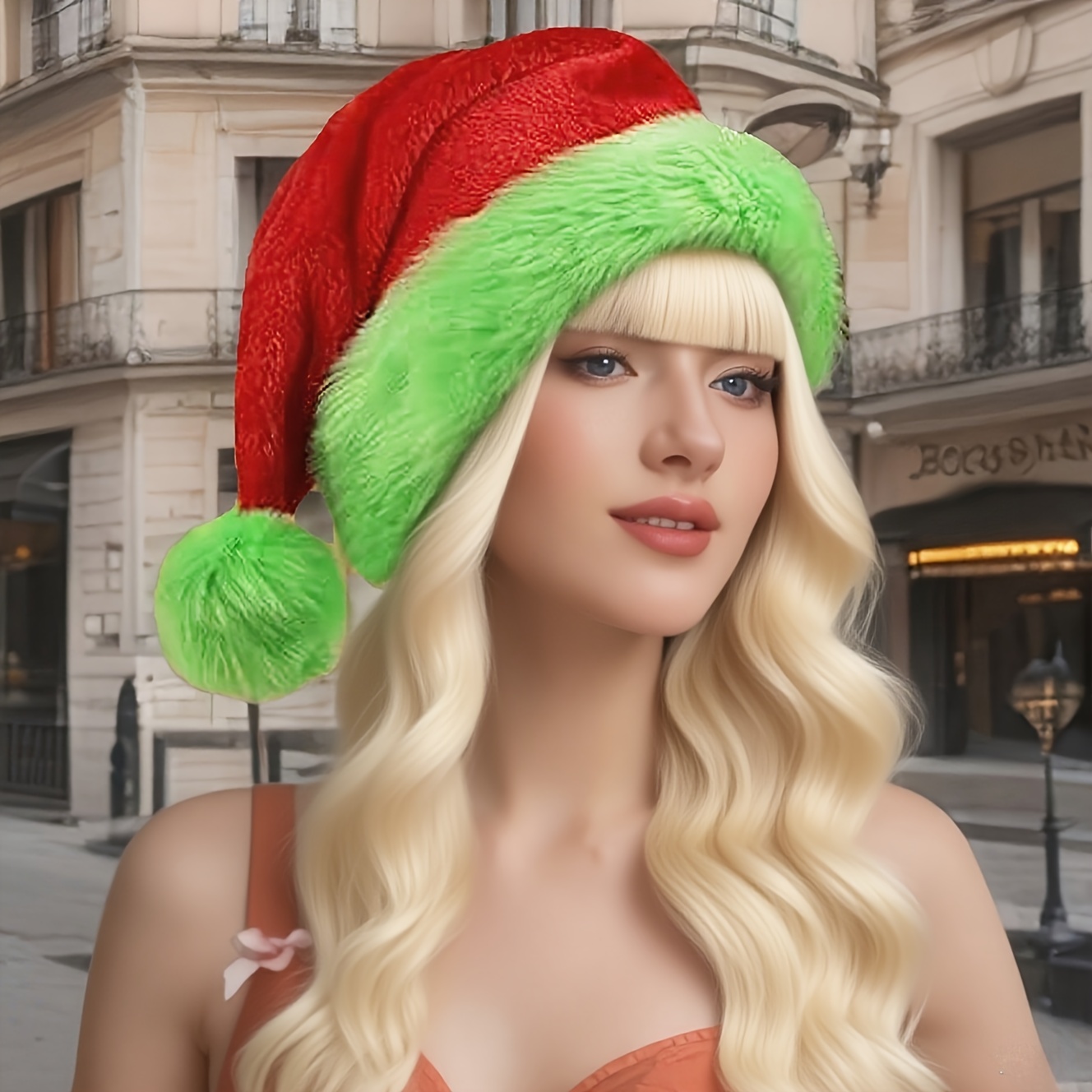 Fluorescent Green Edge Red San - Santa Hat Plush 评论和价格