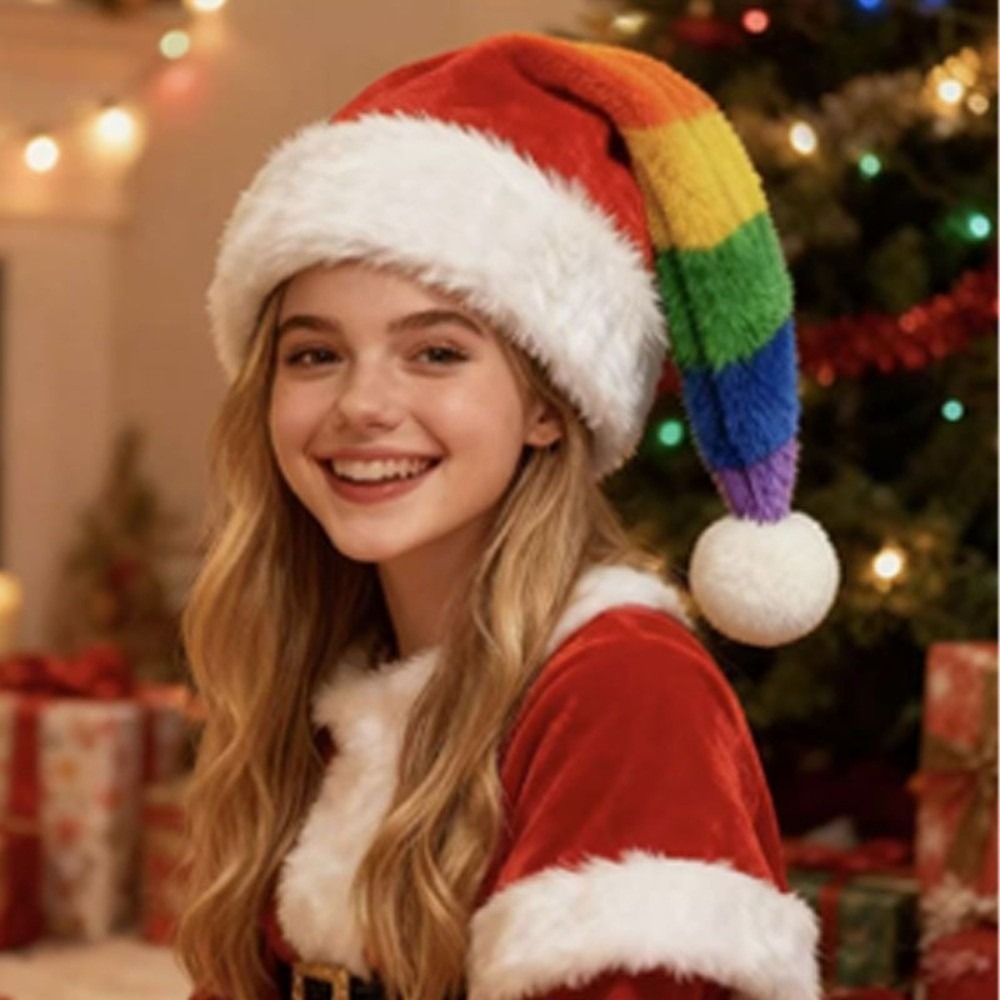 Simple Stripe Plush Christmas  - Santa Hat Plush 评论和价格