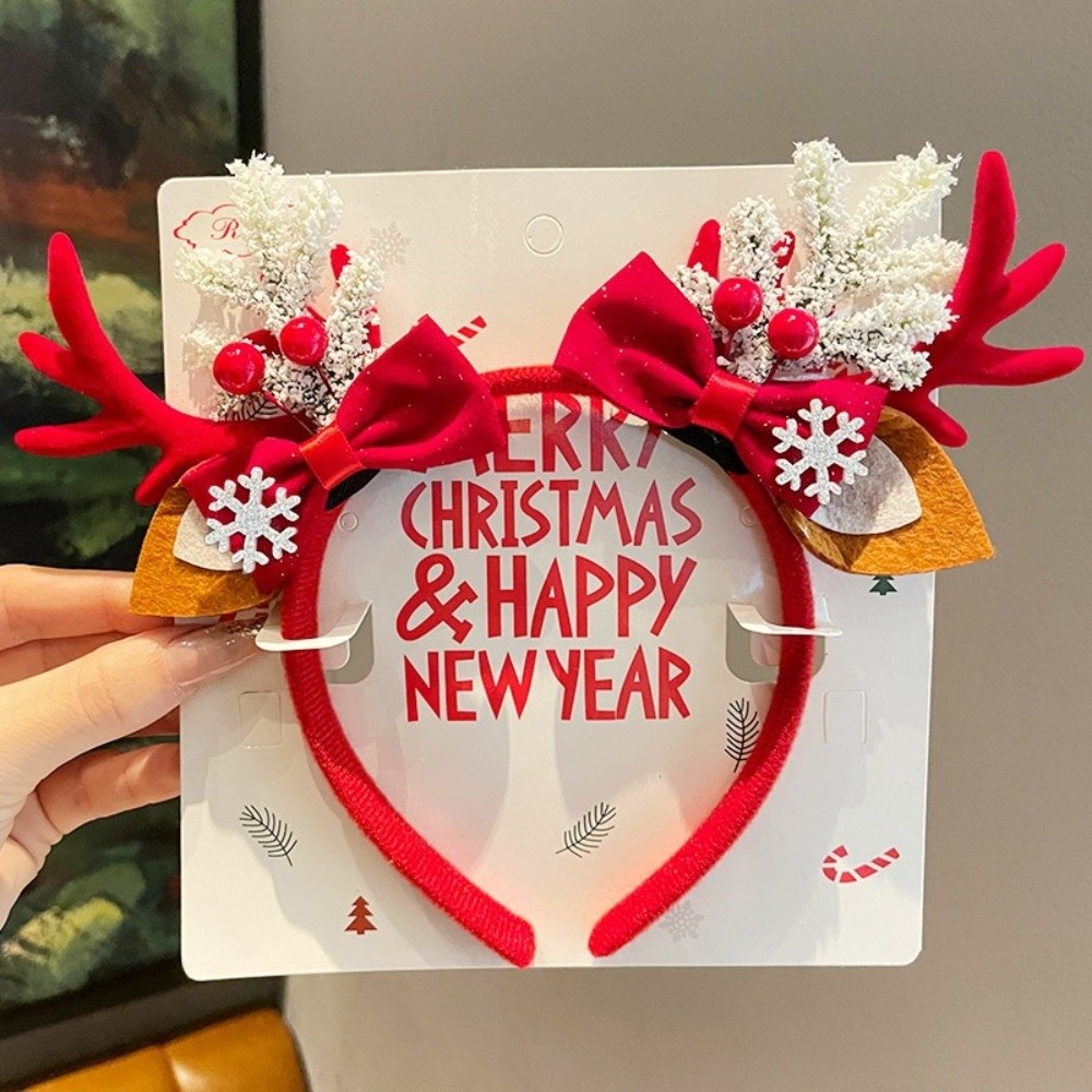 Red Velvet Antler Hairband Vel - Reindeer Antlers Headband 评论和价格