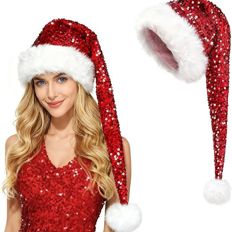 Unisex Christmas New Sequin Ha - Santa Hat Plush 评论和价格