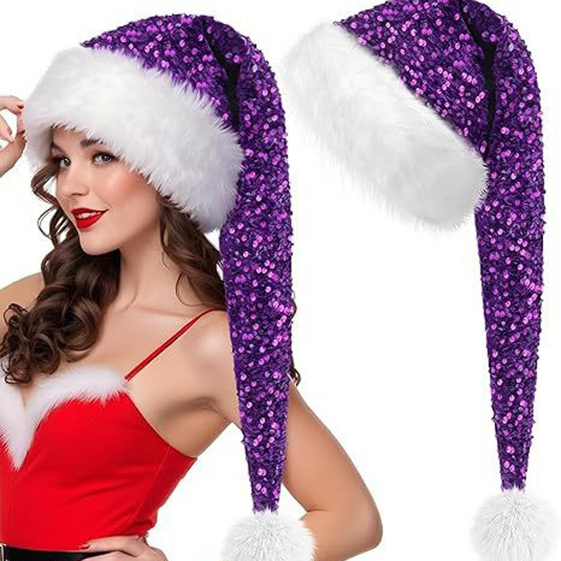 Unisex Christmas New Sequin Ha - Santa Hat Plush 评论和价格