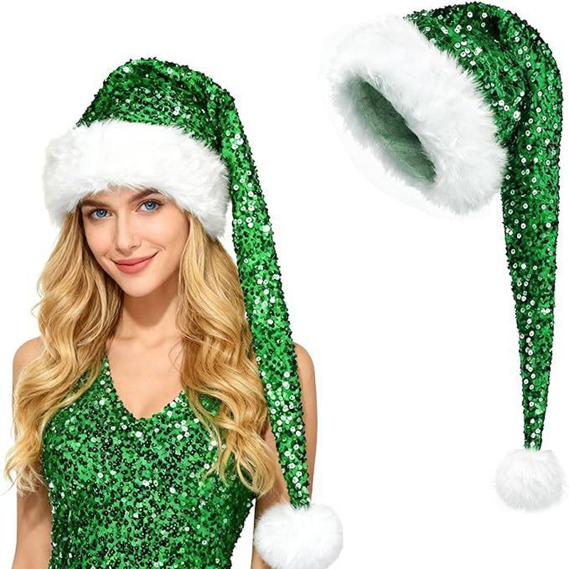 Unisex Christmas New Sequin Ha - Santa Hat Plush 评论和价格