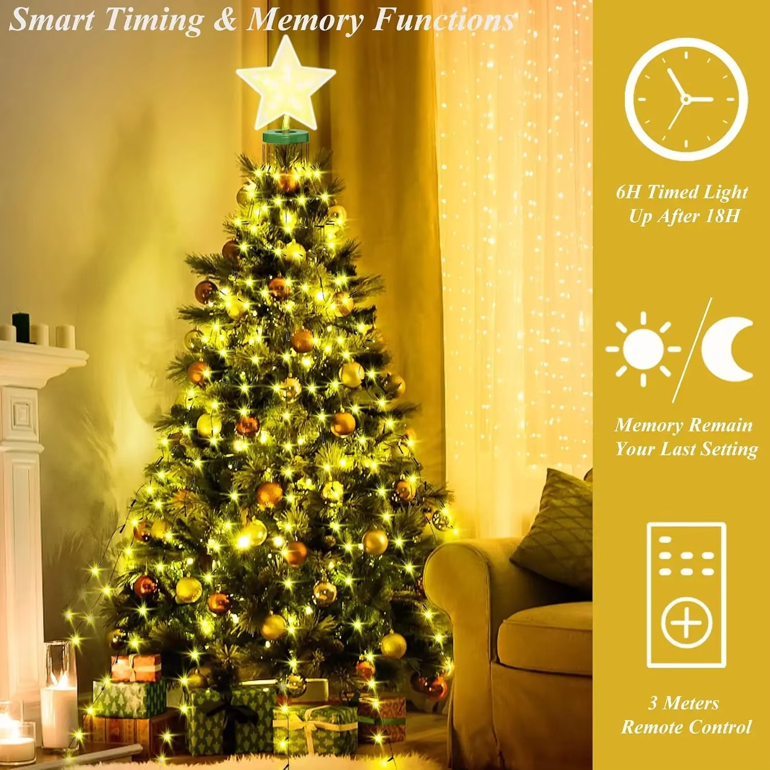 Christmas Tree Ring Lights Sta - Star Tree Topper 评论和价格