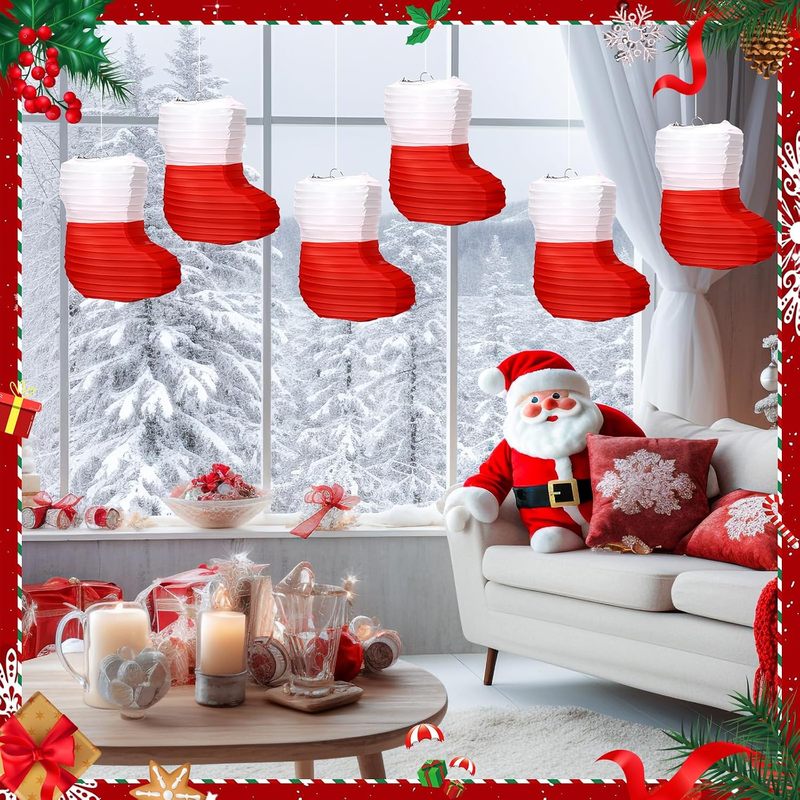 1 Pc Christmas Paper Lanterns  - Christmas Stocking Hanging 评论和价格