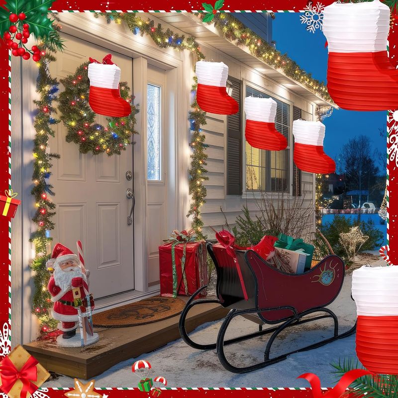 1 Pc Christmas Paper Lanterns  - Christmas Stocking Hanging 评论和价格