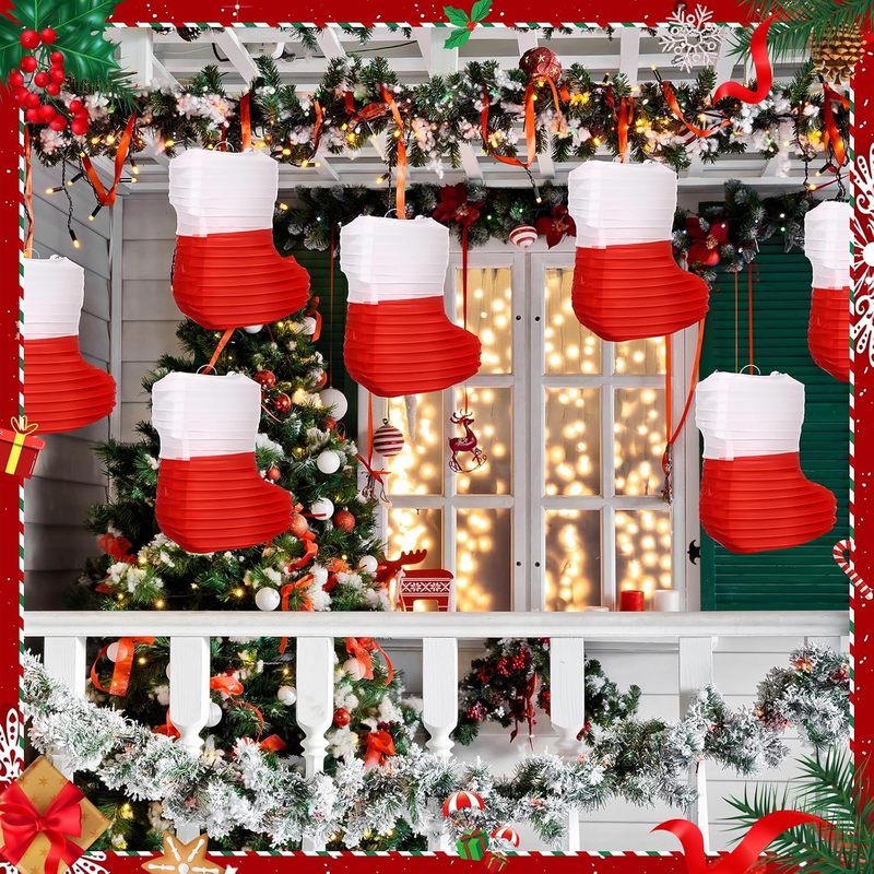 1 Pc Christmas Paper Lanterns  - Christmas Stocking Hanging 评论和价格