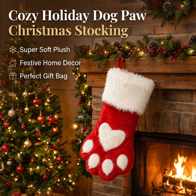 Winter Plush Dog Paw Christmas - Christmas Stocking Hanging 评论和价格