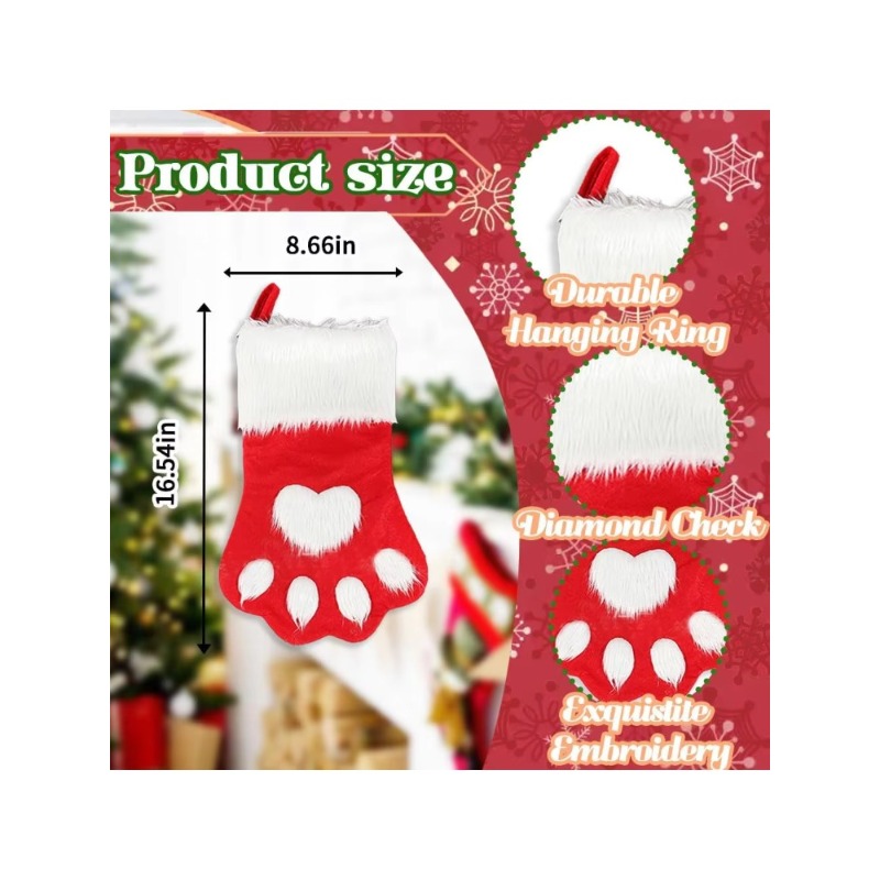 Winter Plush Dog Paw Christmas - Christmas Stocking Hanging 评论和价格