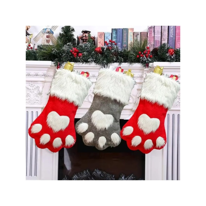 Winter Plush Dog Paw Christmas - Christmas Stocking Hanging 评论和价格
