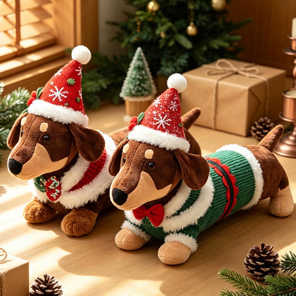 Dachshund Christmas Plush Toy  - Santa Hat Plush 评论和价格