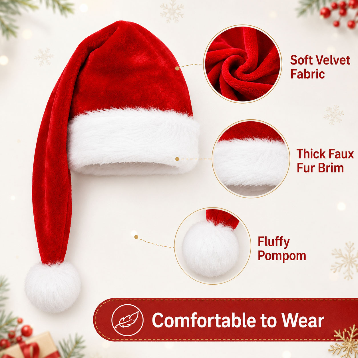 Fluffy Red Santa Hats Set with - Santa Hat Plush 评论和价格
