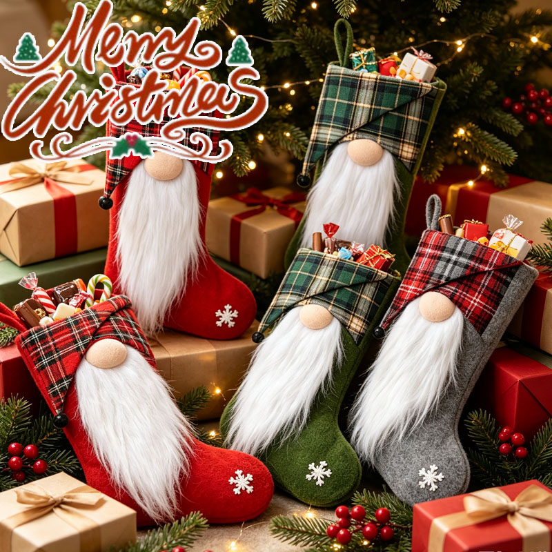 1-4PCS Christmas Treat Bags fo - Christmas Stocking Hanging 评论和价格