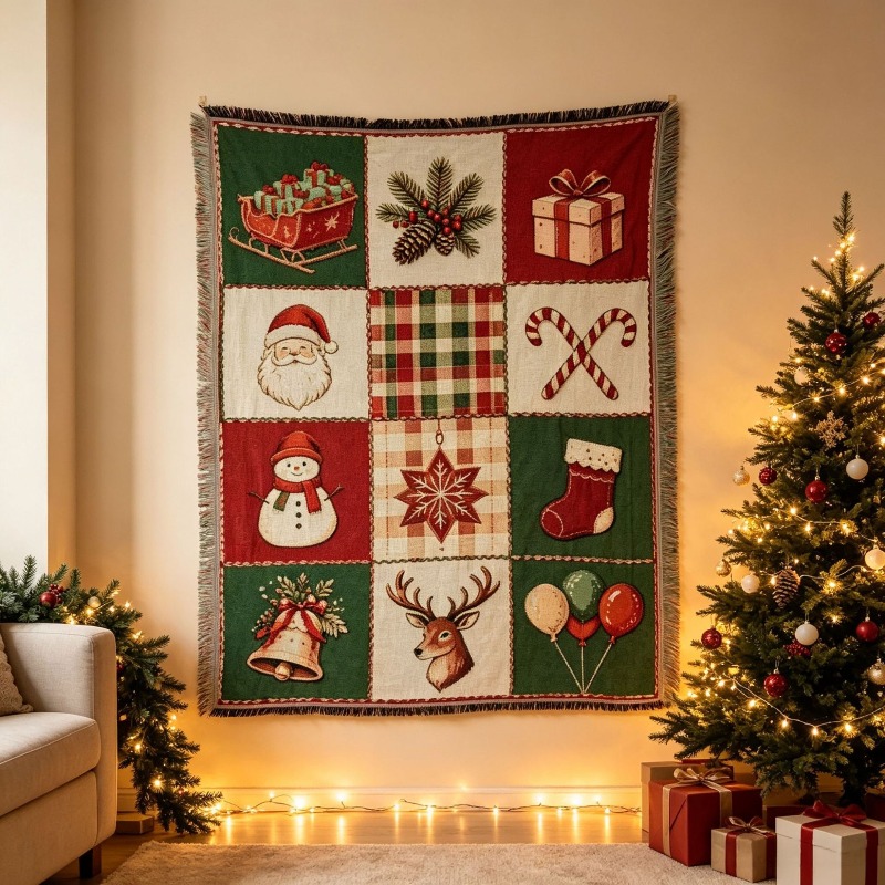 Christmas Jacquard Tassel Tape - Christmas Throw Blanket 评论和价格