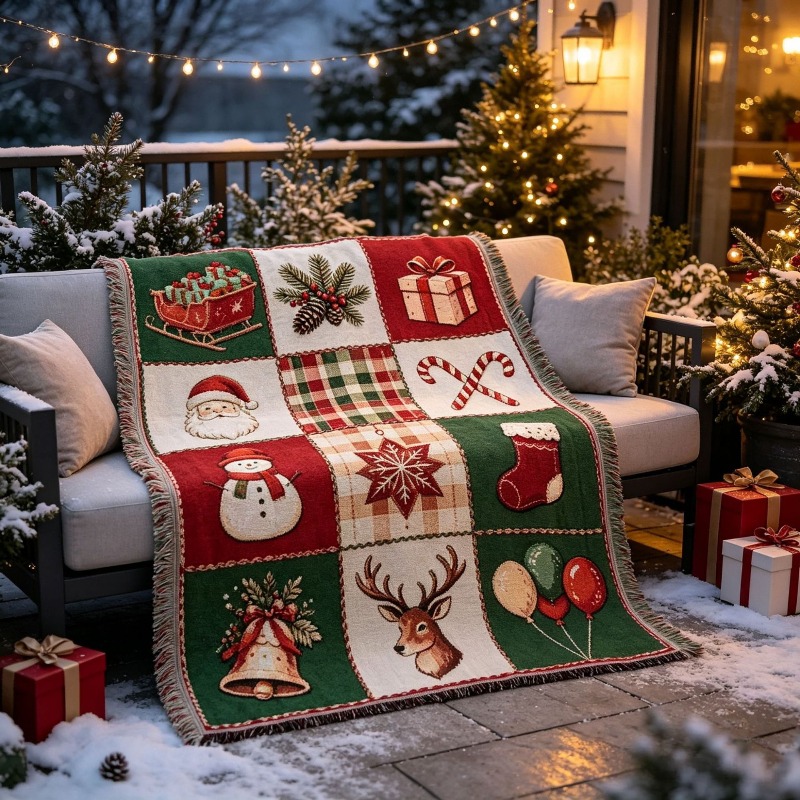Christmas Jacquard Tassel Tape - Christmas Throw Blanket 评论和价格