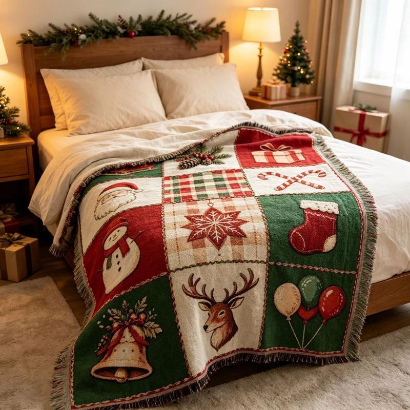 Christmas Jacquard Tassel Tape - Christmas Throw Blanket 评论和价格