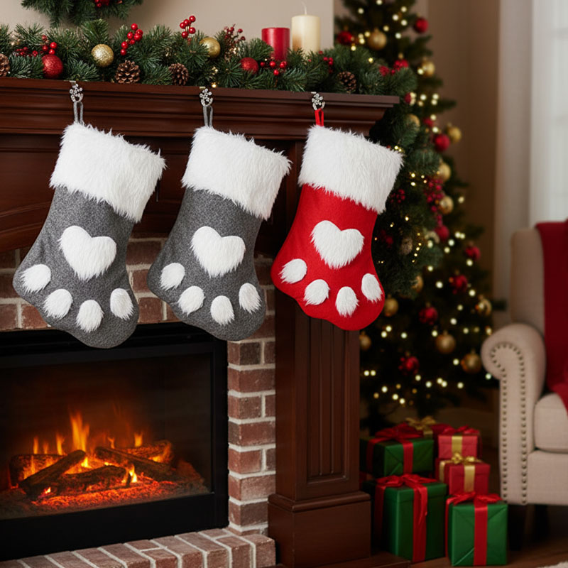 1-10PCS Christmas Pet Paw Stoc - Christmas Stocking Hanging 评论和价格